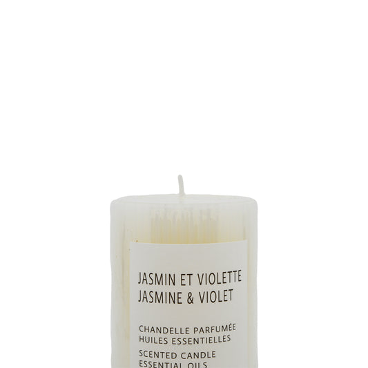 4" White Ridged Pillar Candle