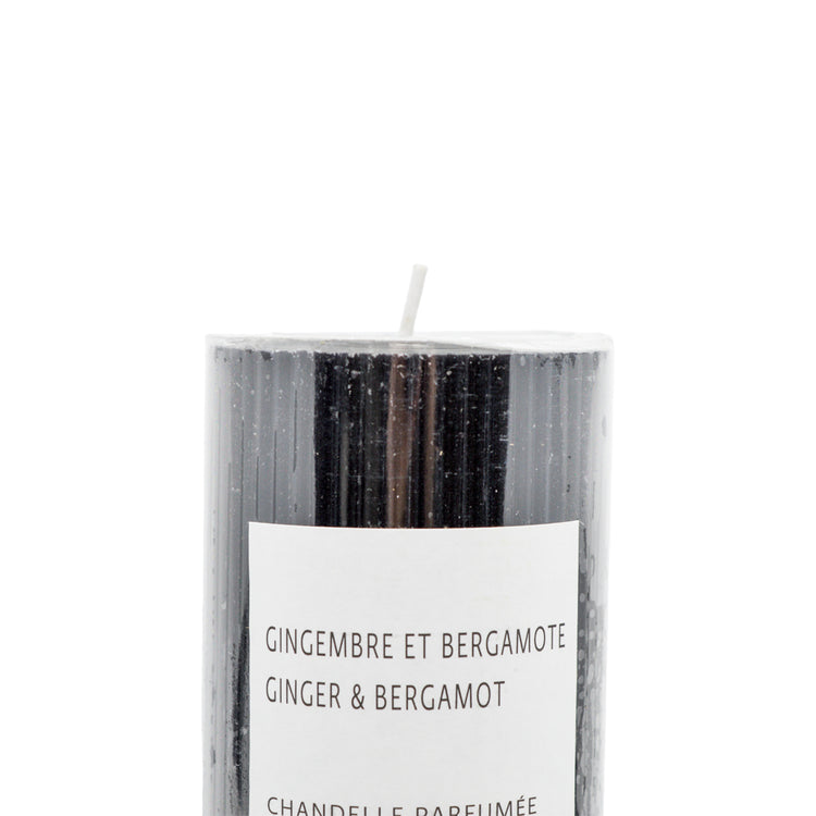 4" Black Ridged Pillar Candle