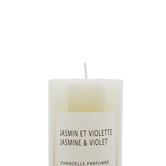 6" White Ridged Pillar Candle