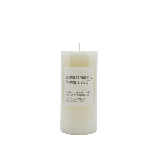 6" White Ridged Pillar Candle