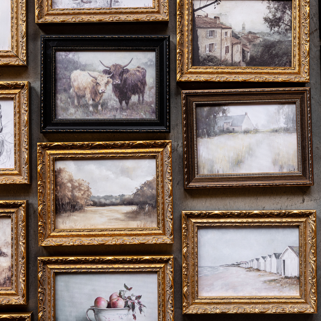 Vintage Farmland | French Brass Inspired Gold Mould Framed Art
