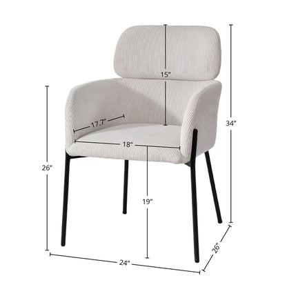 Allegra Dining Chair | Corduroy White