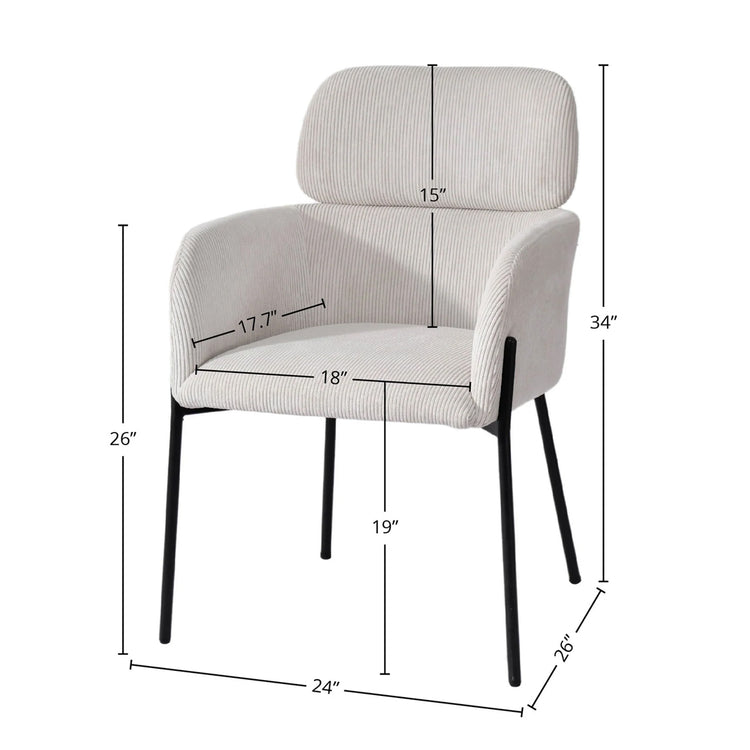 Allegra Dining Chair | Corduroy White