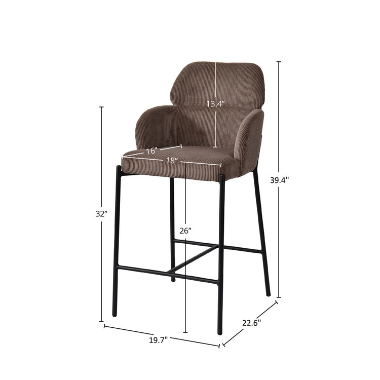 Allegra Counter Stool | Corduroy Brown