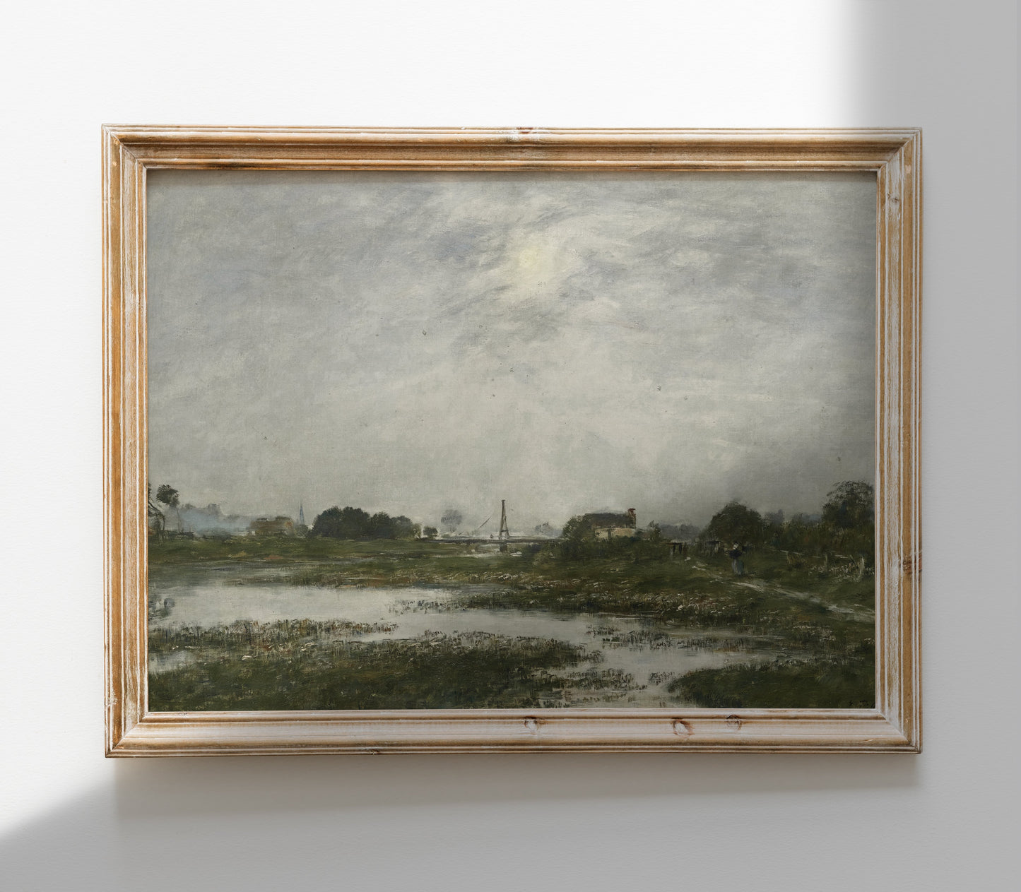 Vintage Muted Green Landscape Art Print L0161