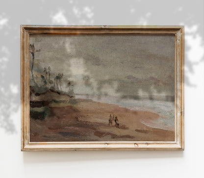 Antique Overcast Beach Landscape Art Print L0163