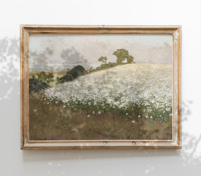 Vintage Floral Fields Landscape Art Print L0215