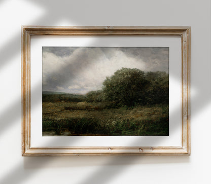 Vintage Moody Green Landscape Art Print L0131
