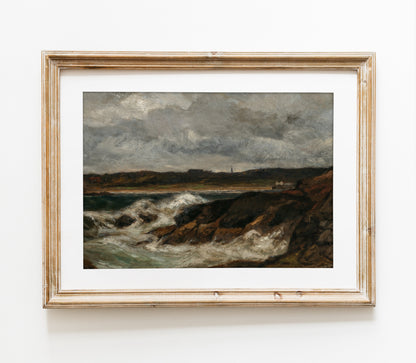 Vintage Crashing Waves Landscape Art Print L0132