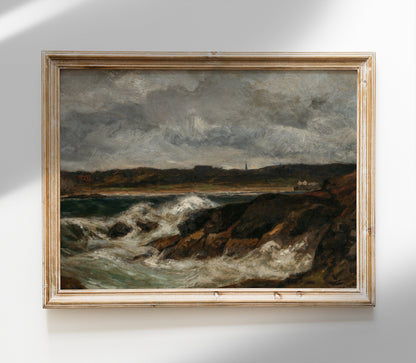 Vintage Crashing Waves Landscape Art Print L0132