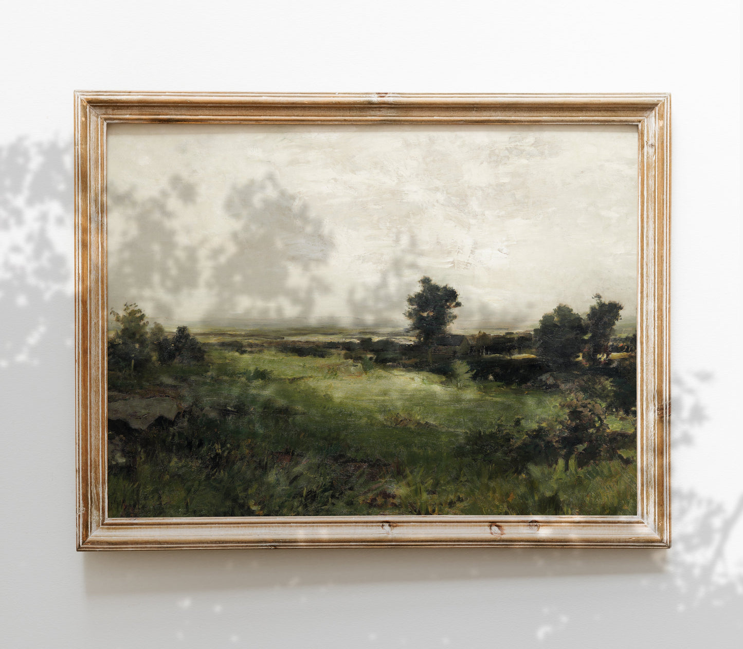 Vintage Muted Green Landscape Art Print L0157