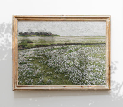 Vintage Floral Field Landscape Art Print L0160