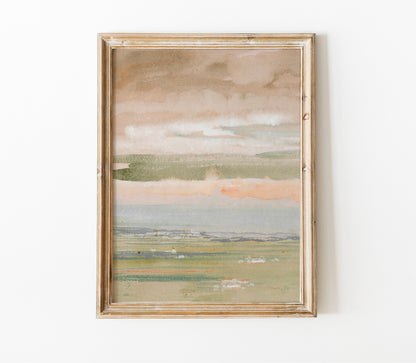 Watercolor Pastel Landscape Art Print L0198