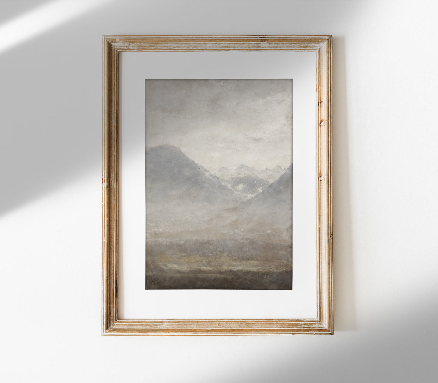 Vintage Muted Grey Landscape Art Print L0200