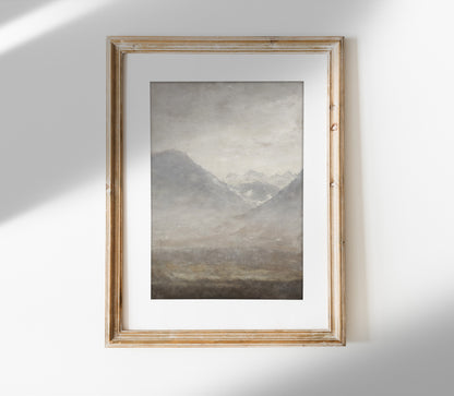 Vintage Muted Grey Landscape Art Print L0200
