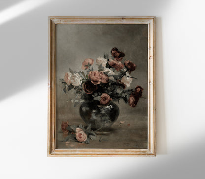 Vintage Moody Flower in Vase Art Print S0207