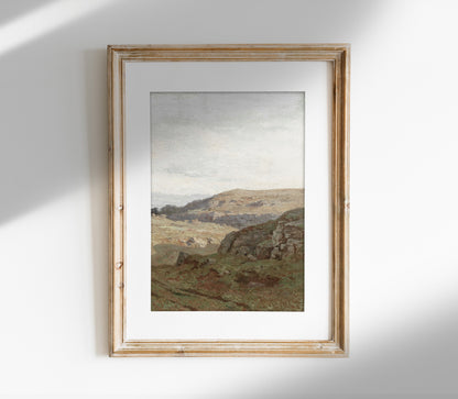 Vintage Landscape Overcast Painting L0223C