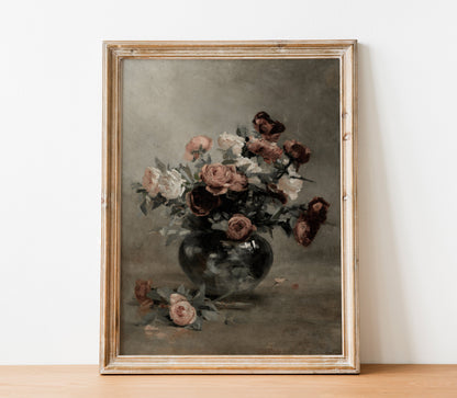 Vintage Moody Flower in Vase Art Print S0207