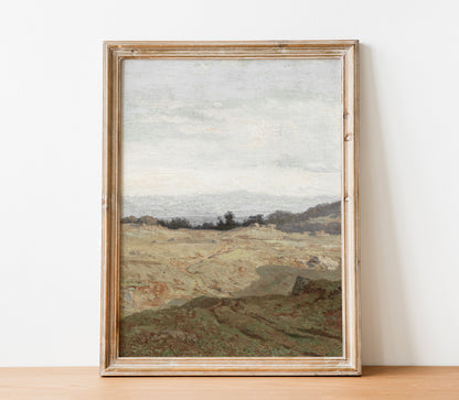 Vintage Landscape Overcast Painting L0223B