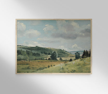 Vintage Green Field Landscape Art Print L0159