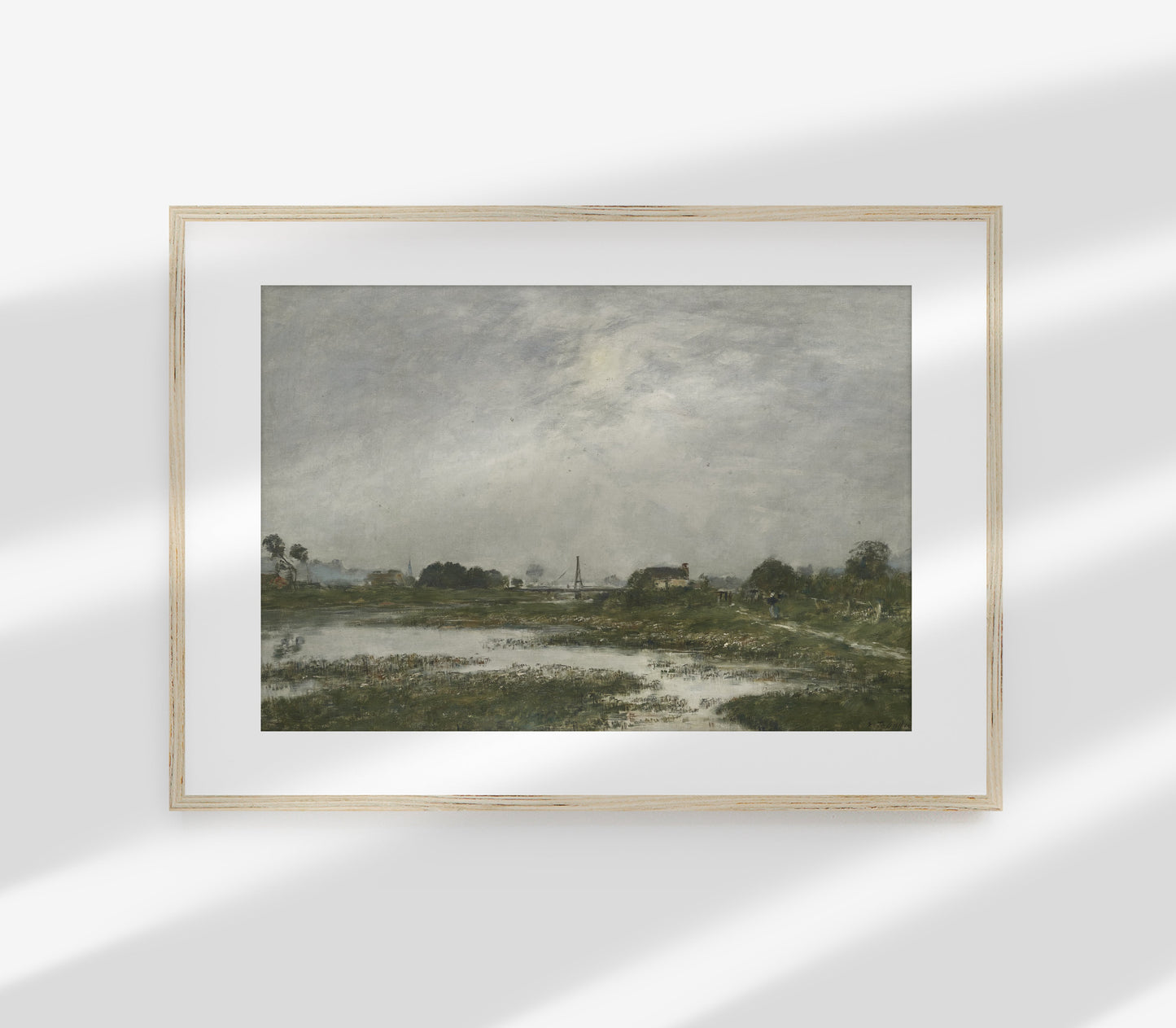 Vintage Muted Green Landscape Art Print L0161