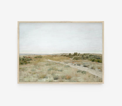Vintage Spring Field Pastel Landscape Art Print L0219