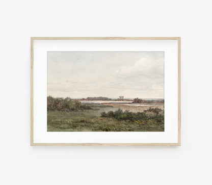 Autumn Muted Green Landscape - Vintage Mood Print L243