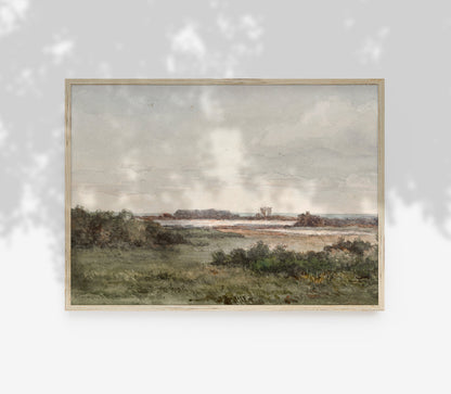 Autumn Muted Green Landscape - Vintage Mood Print L243