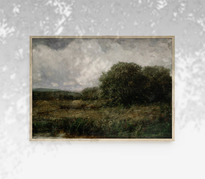 Vintage Moody Green Landscape Art Print L0131