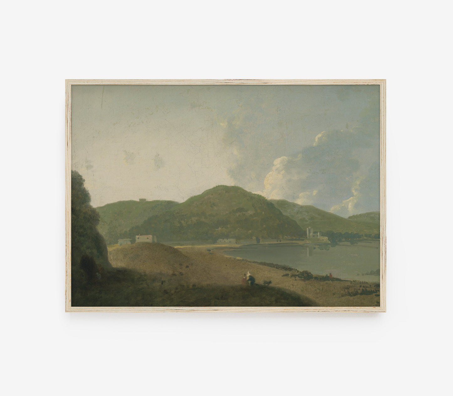 Vintage Muted Green Landscape Art Print L0147