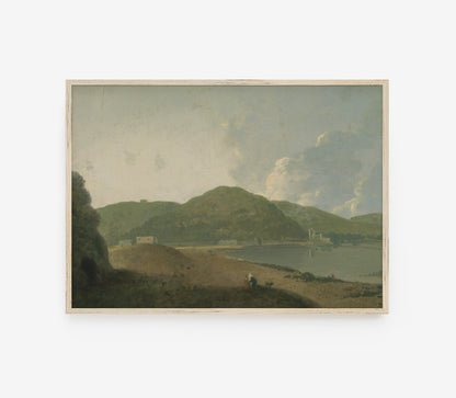 Vintage Muted Green Landscape Art Print L0147