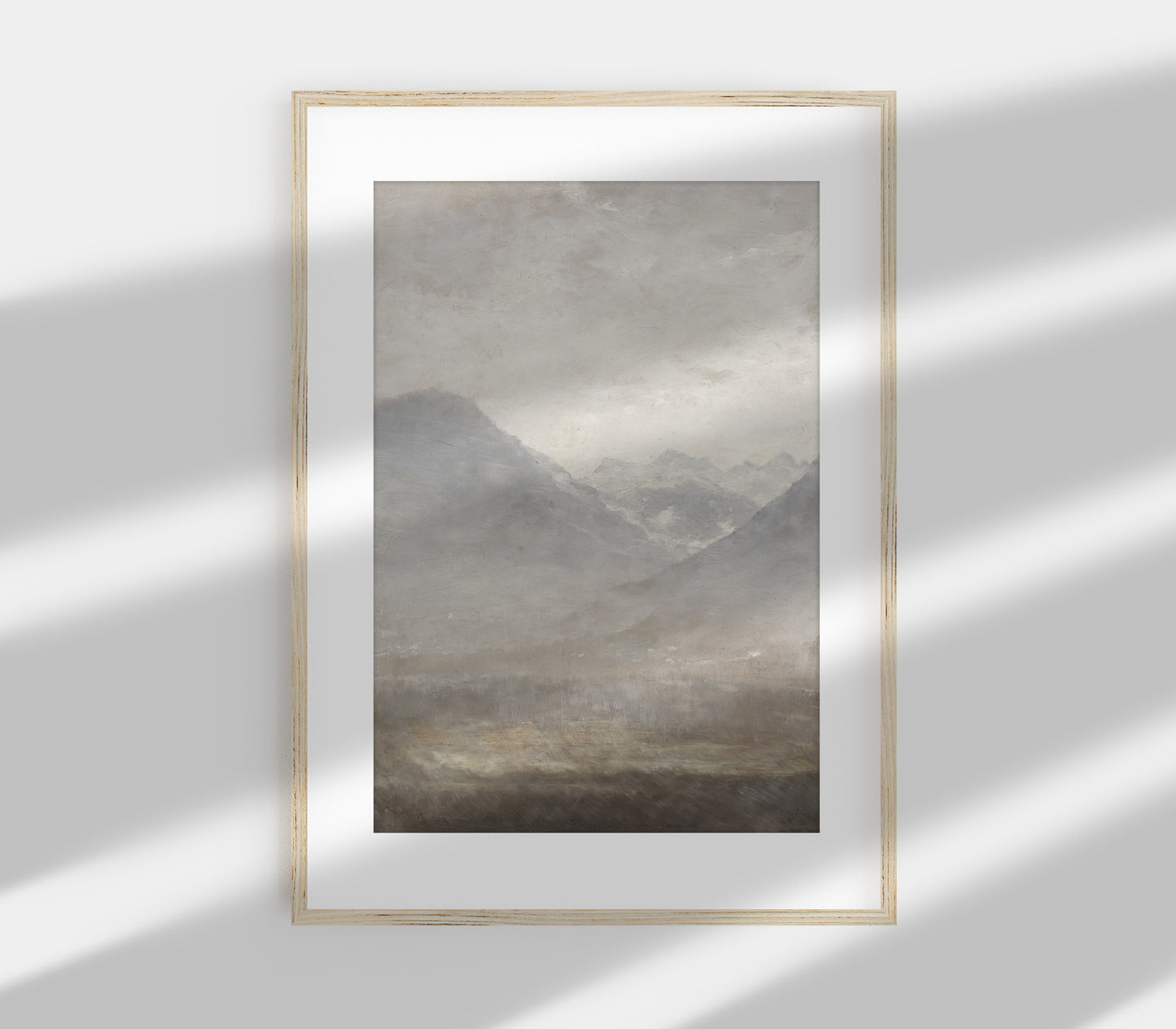 Vintage Muted Grey Landscape Art Print L0200