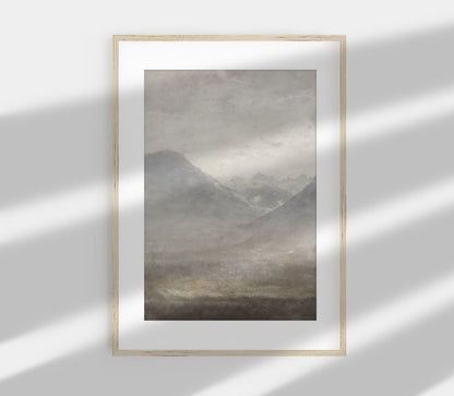 Vintage Muted Grey Landscape Art Print L0200