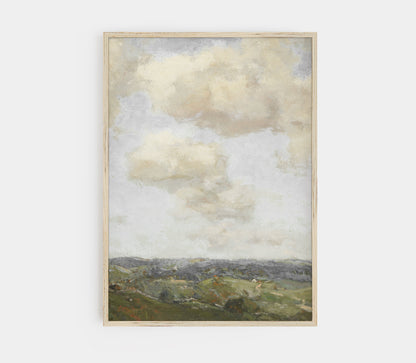 Vintage Landscape Sky and Land Painting L0204