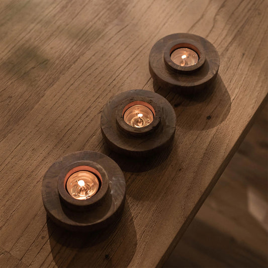 D-Bodhi Ring Candle Holder | Wood Grain