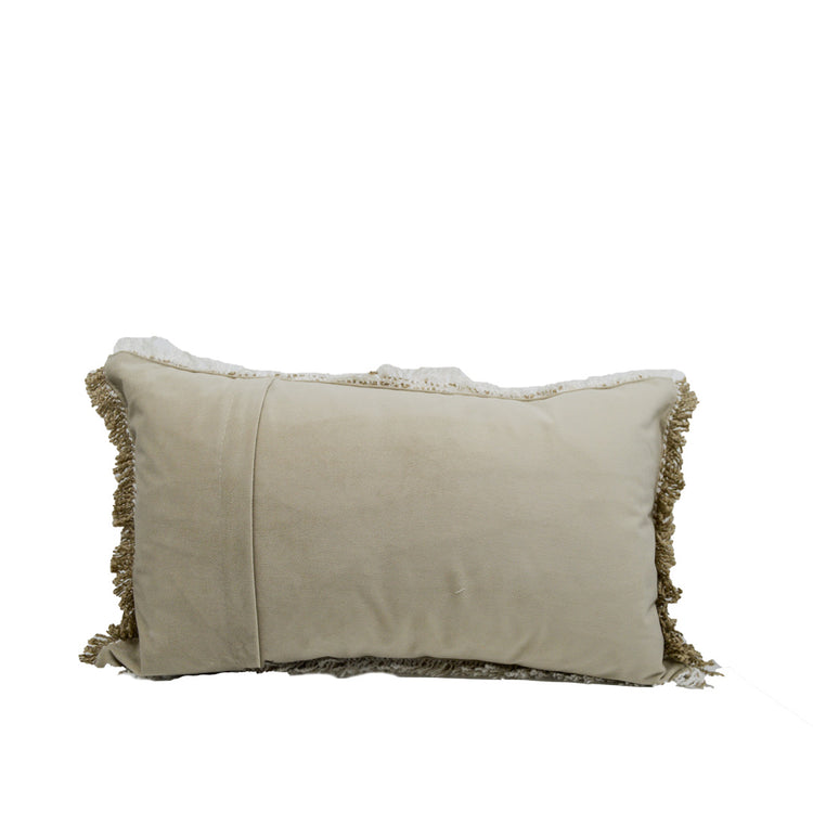 Devon Brown & White Fringe Cushion