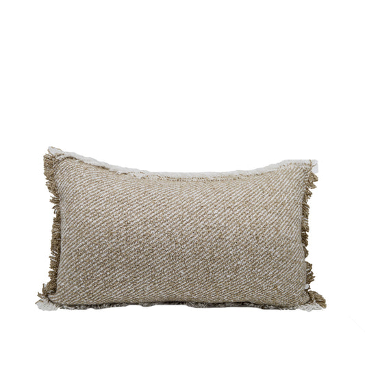 Devon Brown & White Fringe Cushion