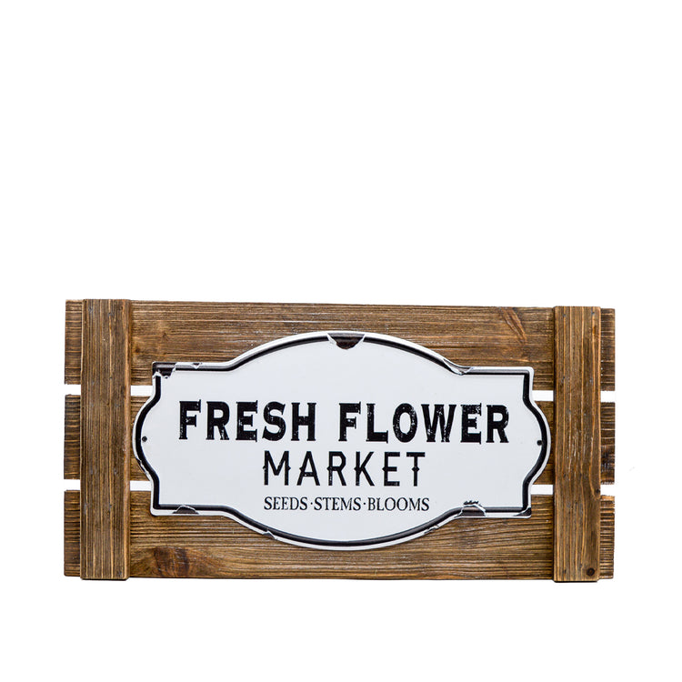 Fresh Flower Market Wooden & Metal Sign