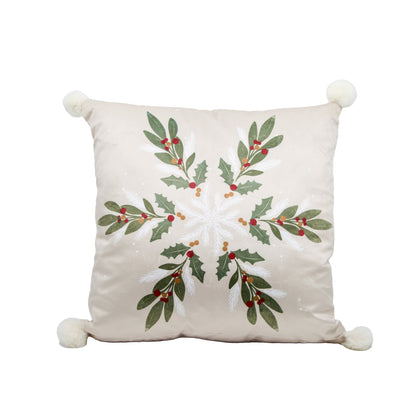 Holly Print Velvet Cushion