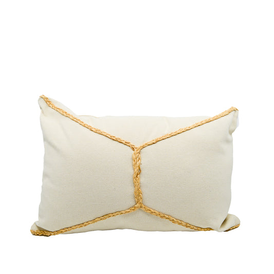 Postal Rectangular Natural Cushion with Braided Trim