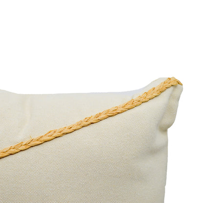 Postal Rectangular Natural Cushion with Braided Trim
