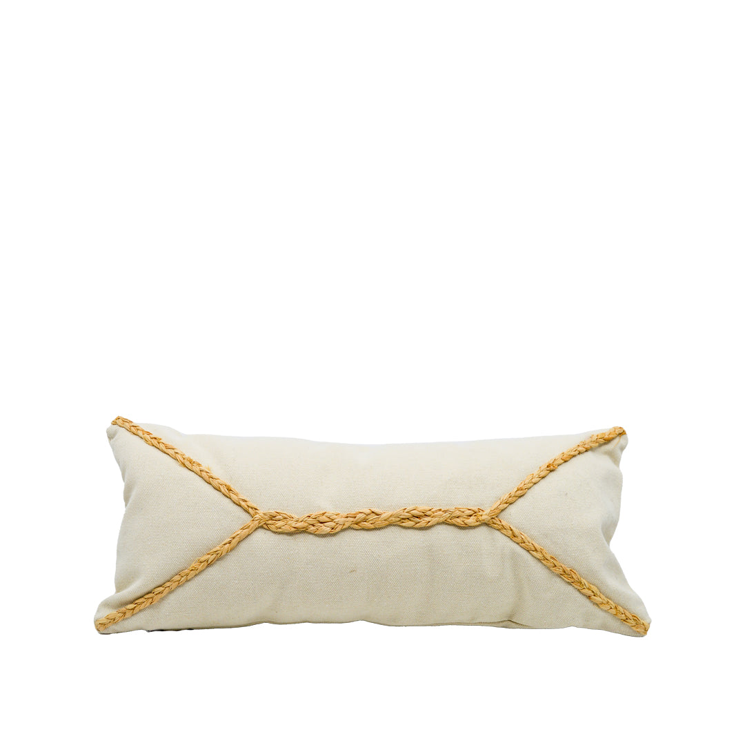 Postal Small Natural Cushion with Braided Trim