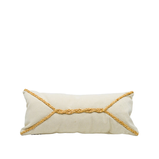 Postal Small Natural Cushion with Braided Trim