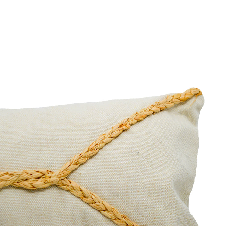 Postal Small Natural Cushion with Braided Trim