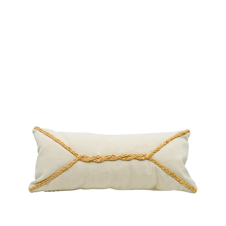 Postal Small Natural Cushion with Braided Trim