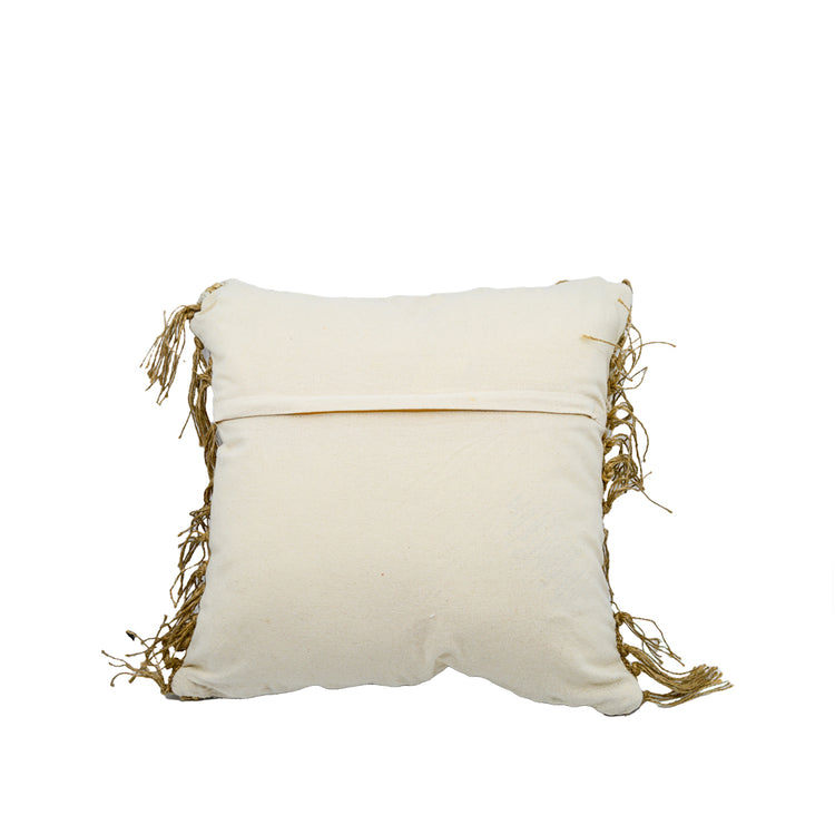 Savannah Jute Striped Cushion with Fringe