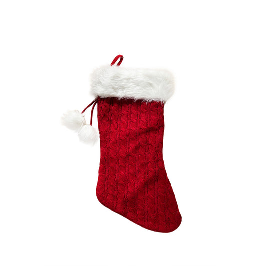 Knit Stocking With Fur Trim