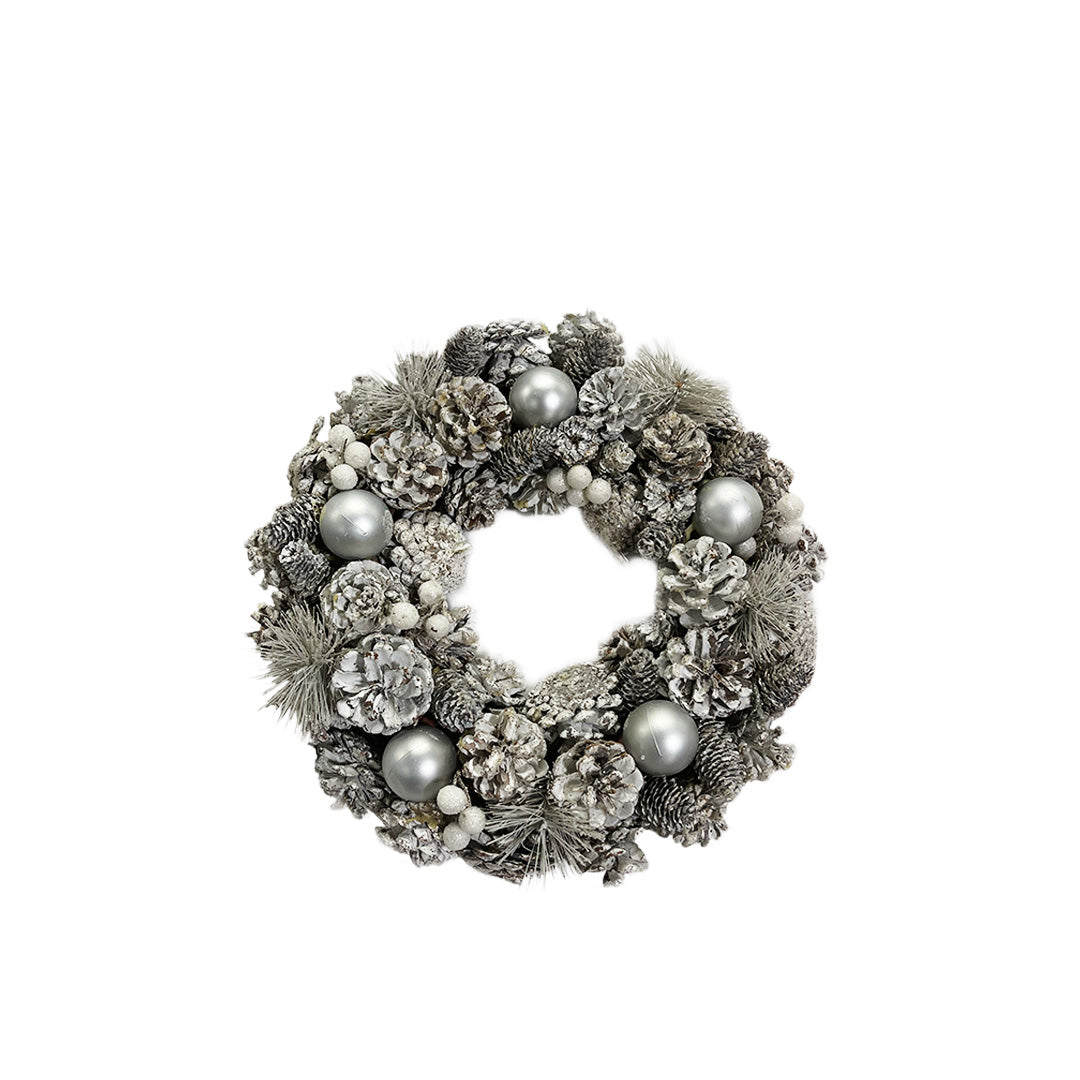 Pinecone Wreath with Silver Glitter