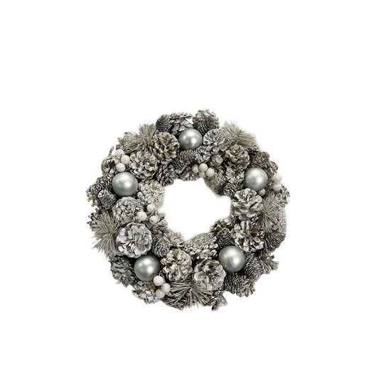 Pinecone Wreath with Silver Glitter