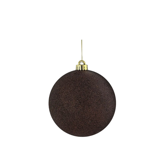 140mm Glitter Ball Ornament (2 Pack) | Chocolate Brown